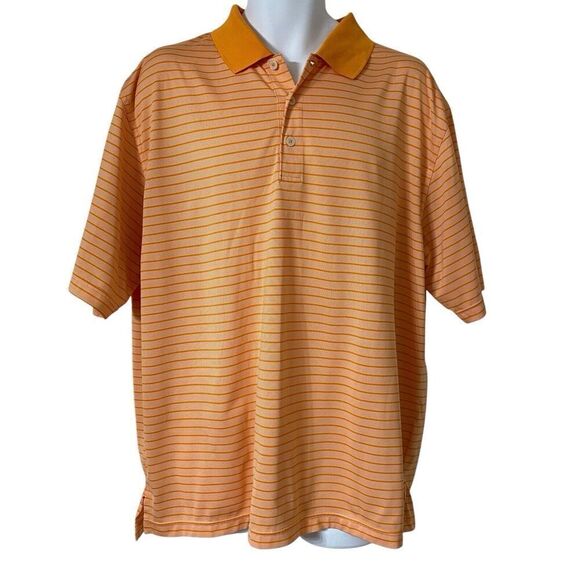Ashworth Golf Polo Shirt Men's Extra Large Orange Stripe Lightweight Casual - Picture 1 of 5